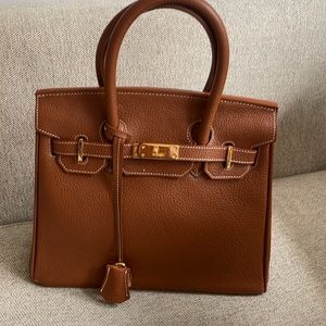 Beautiful New Birkin Style Leather Bag 30cm + Dust Bag
